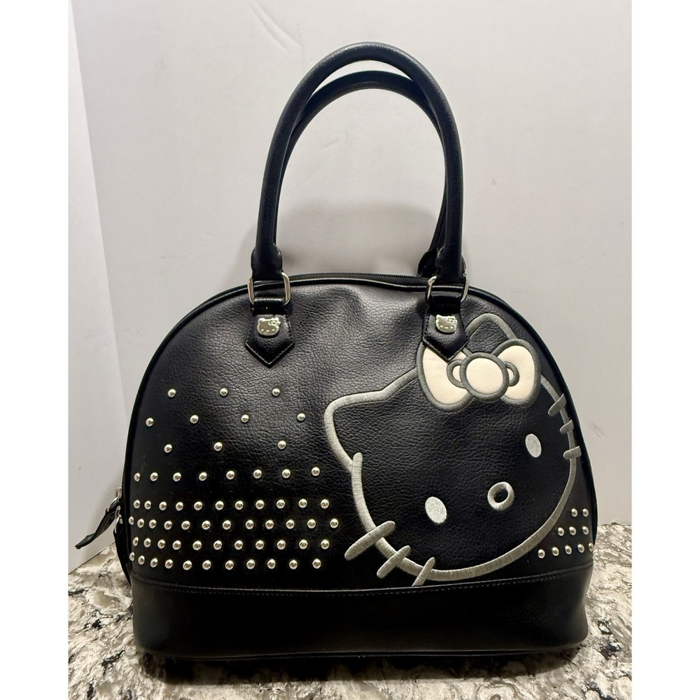 Sanrio Hello Kitty Faux Leather Studded Bowler Bag Purse
